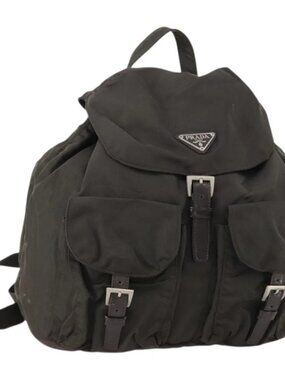 PRADA Backpack Nylon Gray Silver Auth BA10561
